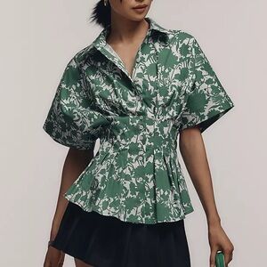Tobie Short-Sleeve Pleated Blouse by Exquise
